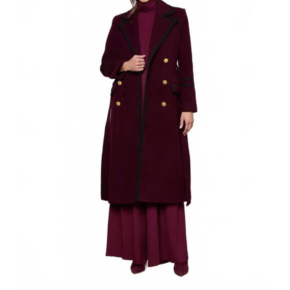 NEW L'AGENCE irene long coat in dark port